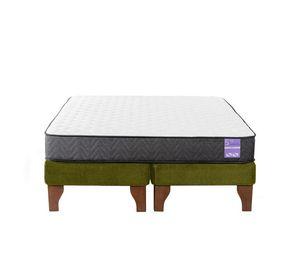 Cama Europea 2 Plazas 150x190 cm Base Colchón Madera Verde