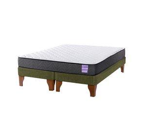 Cama Europea 2 Plazas 150x190 cm Base Colchón Madera Verde