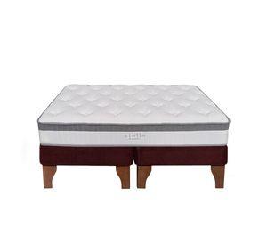 Cama Europea Stella 2 Plazas 150x190 cm Base Colchón Madera Burdeo
