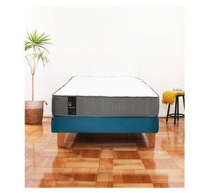 Cama Europea Zen Best 1.5 Plaza Colchon Resortes Base Dividida Tela Azul