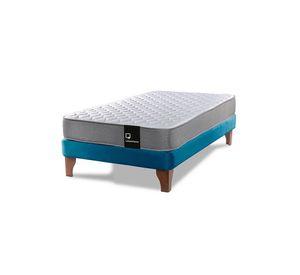 Cama Europea Zen Best 1.5 Plaza Colchon Resortes Base Dividida Tela Azul