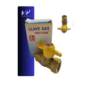 Llave De Paso Gas Certificada 1/2 Hi-he Bronce Sercogas