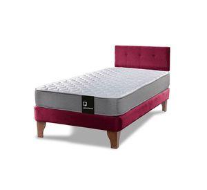 Cama Europea Zen Best 1.5 Plaza Tela Velvet Burdeo + Respaldo