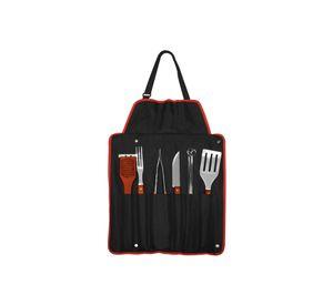 Delantal Asado Parrilla Negro 9 Herramientas
