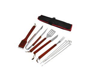 Delantal Asado Parrilla Negro 9 Herramientas