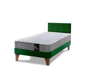Cama Europea Zen Best 1.5 Plaza Tela Velvet Verde + Respaldo