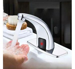 Grifo De Baño Automatico Con Sensor De Movimiento Plateado