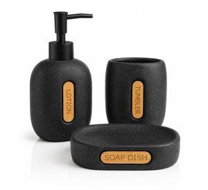 Set De Accesorios De Ba o Cer mica 3 Piezas Harmony Black