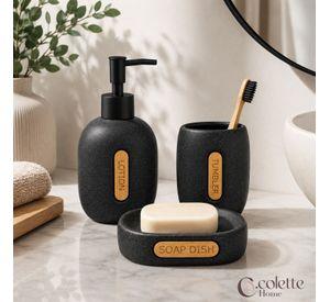 Set De Accesorios De Ba o Cer mica 3 Piezas Harmony Black