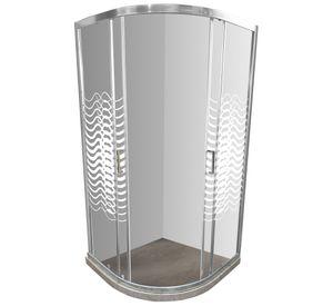 Shower Door Líneas Curvas con Base Curva Travertino Joytek 90x90x185 cm