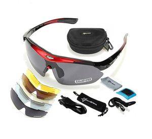 Lentes Rockbros Polarizado Ciclismo 5 Micas 12 Piezas Uv400 - Rojo