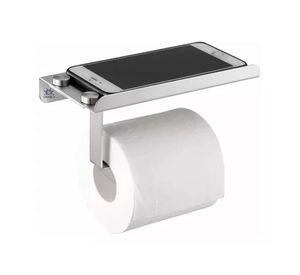 Porta Papel Higi nico Con Estante para Telefono Plata