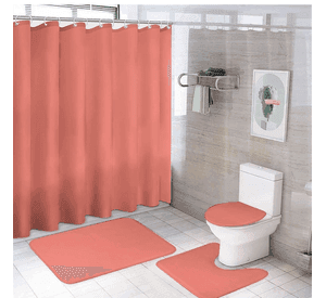 Cortina Ducha Baño 180x180 Elegante Rosada Oscuro