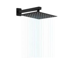 Plato Ducha Cuadrado Negro 25cm + Brazo 40 Cm Taumm