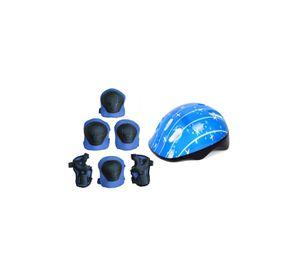 Casco Bicicleta Rodilleras Infantil Niños Anticaída Azul
