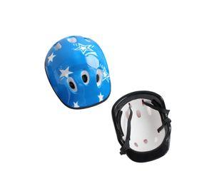 Casco Bicicleta Rodilleras Infantil Niños Anticaída Azul