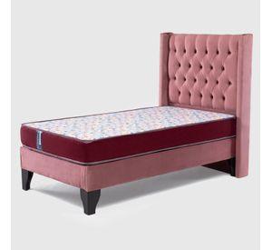 Cama Europea AF Tap-Blanca + Respaldo Hades 1.5 PL Felpa