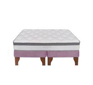 Cama Europea Stella 2 Plazas 150x190 cm Base Colchón Madera Rosada