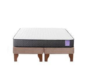 Cama Europea 2 Plazas 150x190 cm Base Colchón Madera Beige