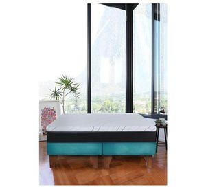 Cama Europea Zen Pro Colchon Resortes 2 Plazas Base Dividida Tela Turquesa
