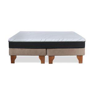 Cama Europea Zen Pro Colchon Resortes 2 Plazas Base Dividida Tela Beige