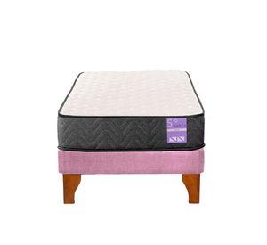 Cama Europea 1.5 Plazas Aura Base + Colchón Madera Rosado