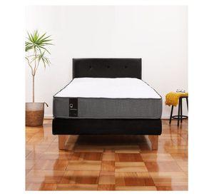 Cama Europea Zen Best 1.5 Plaza Colchon Resortes Base Dividida + Respaldo Tela Negro