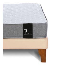 Cama Europea Zen Best 2 Plazas Colchon Resortes Base Dividida + Respaldo PU Beige