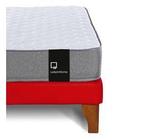 Cama Europea Zen Best 2 Plazas Colchon Resortes Base Dividida + Respaldo PU Rojo