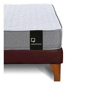 Cama Europea Zen Best 2 Plazas Colchon Resortes Base Dividida + Respaldo PU Café