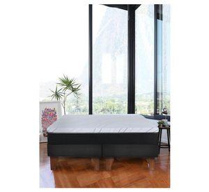 Cama Europea Zen Pro Colchon Resortes 2 Plazas Base Dividida Tela Negro