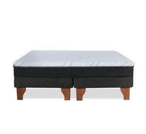 Cama Europea Zen Pro Colchon Resortes 2 Plazas Base Dividida Tela Negro