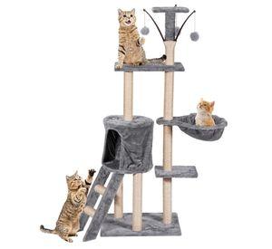 Torre Rascador para Gatos Hamaca Juguetes Multinivel 138cm Casa de Michis Multifuncional