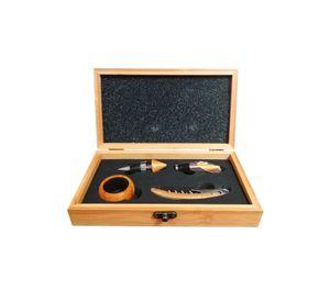 Set Deluxe Vino 4 Accesorios Bambú Ecológico
