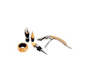 Set Deluxe Vino 4 Accesorios Bambú Ecológico