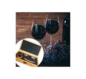Set Deluxe Vino 4 Accesorios Bambú Ecológico