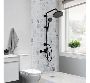 Columna Ducha Venti Grifo Plato Llave Negro Mate