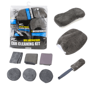 Kit De Limpieza Premium Para Auto En Microfibra 9 Piezas