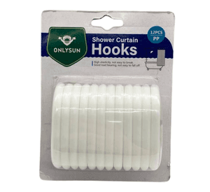 Set De 12 Ganchos Para Cortina De Baño Blanco