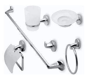 Set Accesorios Baño 6 Piezas Colomba Plateado