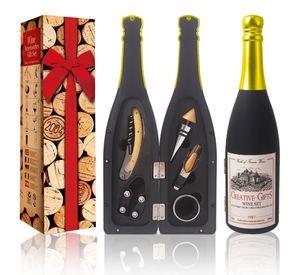 Set sacacorchos vino forma de botella 5 piezas