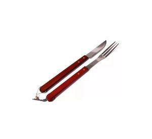 Juego set cuchillo y tenedor asado parrillero, kit asador