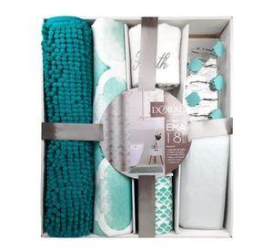 Set de Baño Ema 18 Piezas Turquesa Diseño Verde Agua – Doral