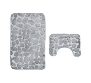 Set De Alfombras Baño Piedras Elegante Gris