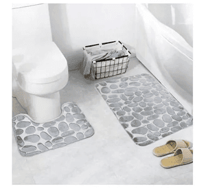 Set De Alfombras Baño Piedras Elegante Gris