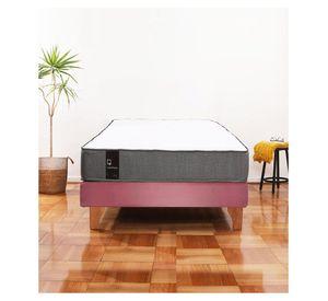 Cama Europea Zen Best 1.5 Plaza Colchon Resortes Base Dividida Tela Palo Rosa