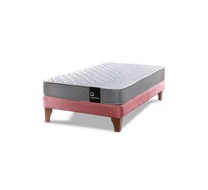 Cama Europea Zen Best 1.5 Plaza Colchon Resortes Base Dividida Tela Palo Rosa