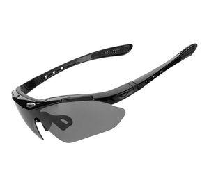 Lentes Rockbros Polarizado Ciclismo 5 Micas 12 Piezas Uv400 - Negro