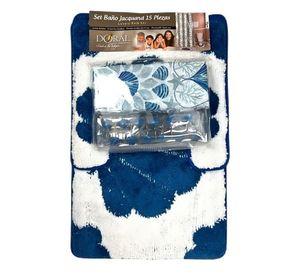 Set de Baño 15pcs Jacquard  Marino Azul Blanco – Doral