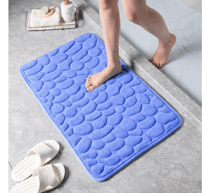 Alfombra De Ba o Absorbente Suave Ba o Piedras Azul